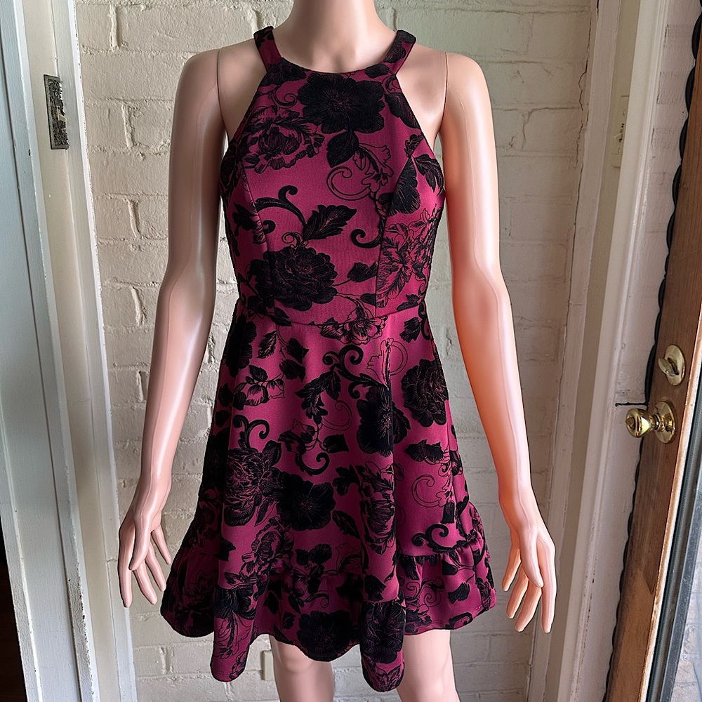 charlotte russe formal dresses | | Charlotte Russe Size Small Maroon And Black Velvet Floral Dress Wedding dress